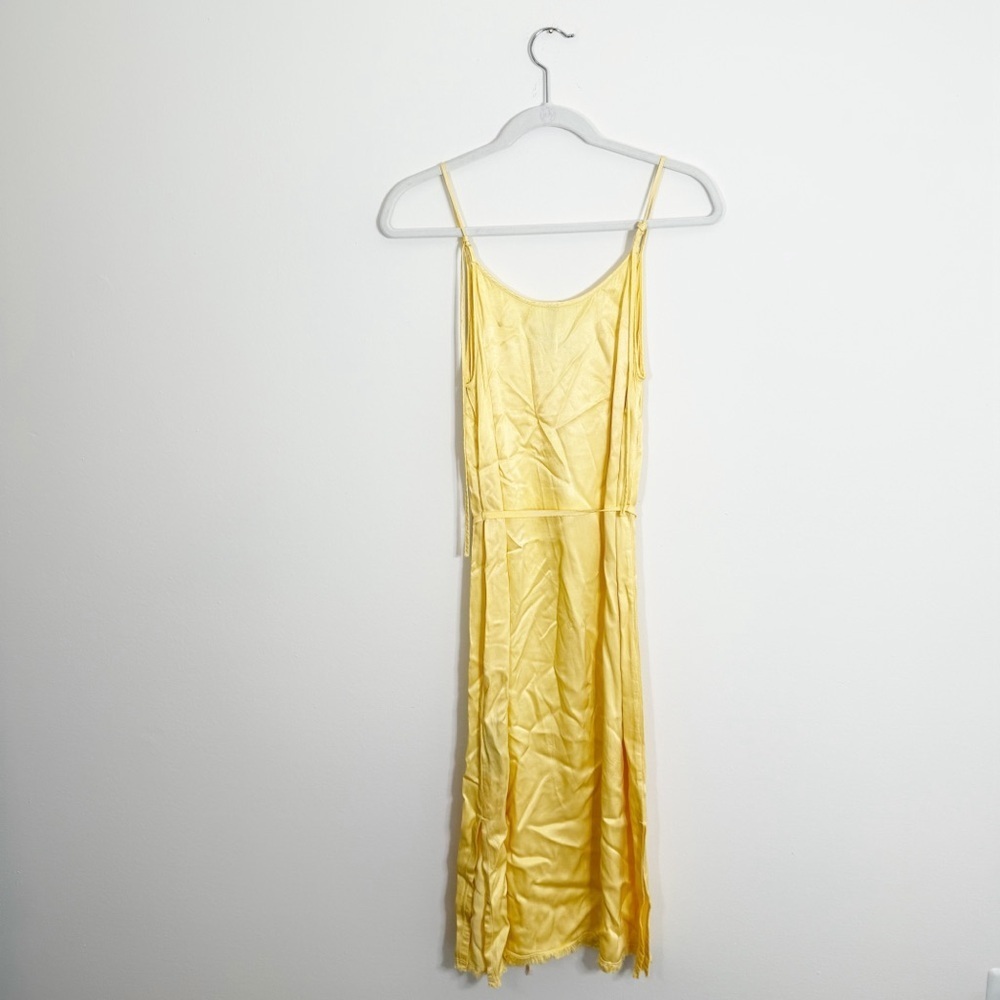 Raquel Allegra Slip Midi Dress Yellow Satin Size Small/4 - Picture 4 of 8
